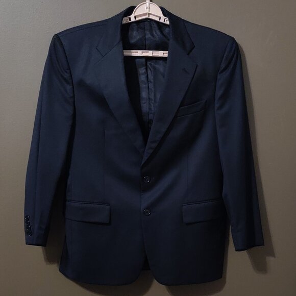 Brooks Brothers Navy Blue 100% Wool 2 Piece Suit 40S/ 34 W - Picture 1 of 10